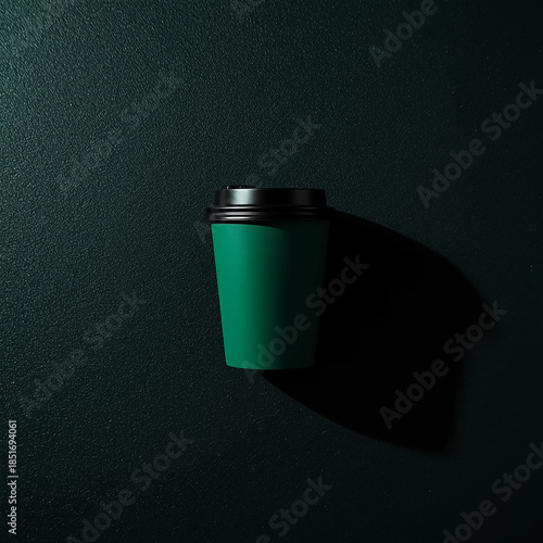 Elegant Coffee Cup: A minimalist, vibrant coffee cup with a dark, rich backdrop, showcasing the simplicity of a daily ritual. 