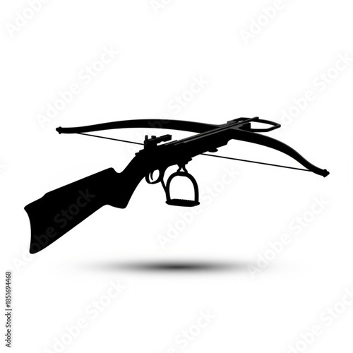 Silhouette of a modern black crossbow on a with sleek design