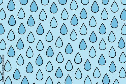 Simple blue water drop seamless pattern for rainy day background