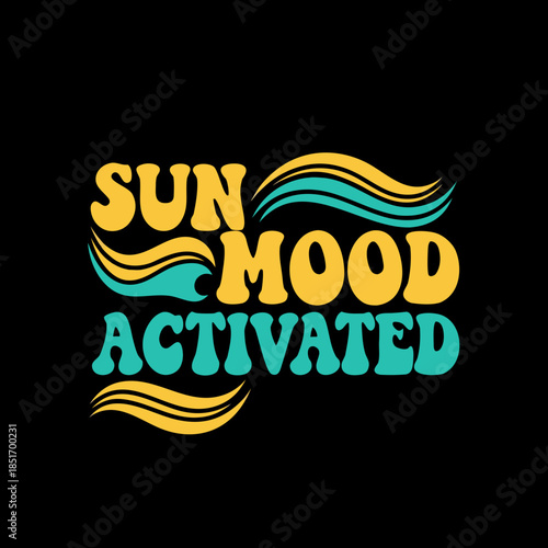 The feeling of summer joy and renewed energy expressed through a vibrant retro typography design, embodying positive vibes for sunny days