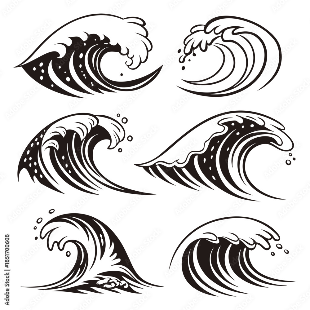 Obraz premium Collection of wave illustrations