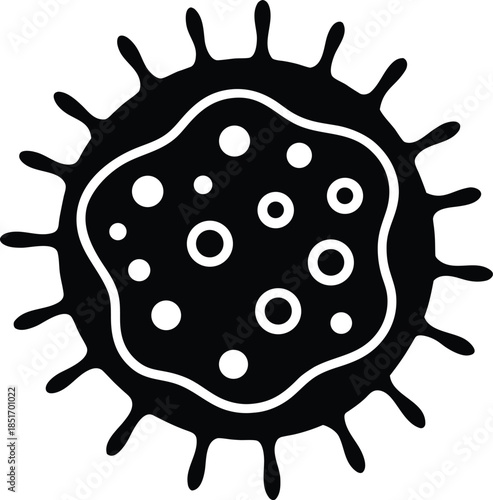 Cytoplasm silhouette vector art illustration and minimal black and white design