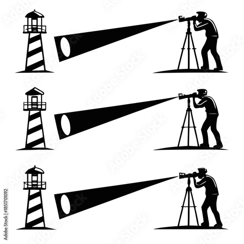 Photographer and lighthouse silhouettes