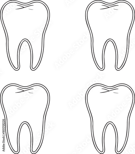 Set of Teeth bags Outline vector illustration isolated On Transparent Background