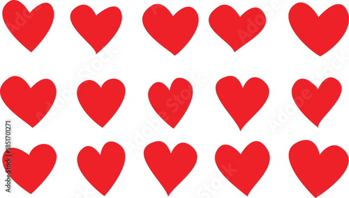 Collection of heart illustrations,Hand drawn hearts.Vector symbol icon set red, couple