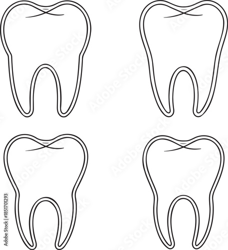 Set of Teeth bags Outline vector illustration isolated On Transparent Background