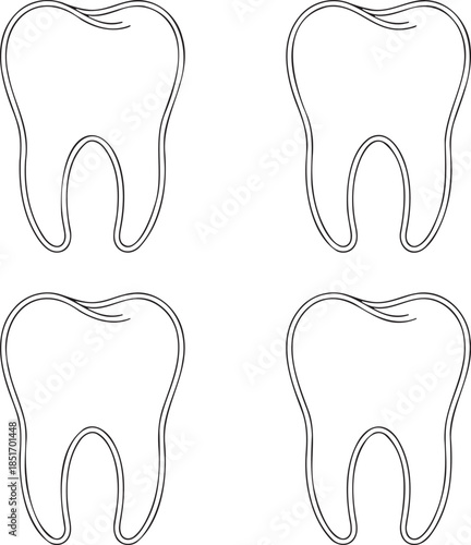 Set of Teeth bags Outline vector illustration isolated On Transparent Background