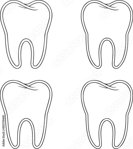 Set of Teeth bags Outline vector illustration isolated On Transparent Background