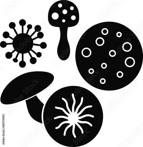 Fungi Yeast Mold silhouette vector art Illustration