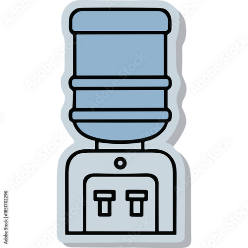 Water Cooler Icon: Clean Blue & White Flat Design