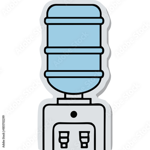 Water Cooler Icon with Blue Bottle and Dispenser