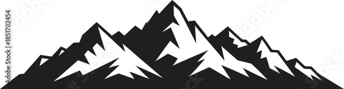 Mountain range silhouette vector, alpine landscape icon, nature scenery isolated on white background