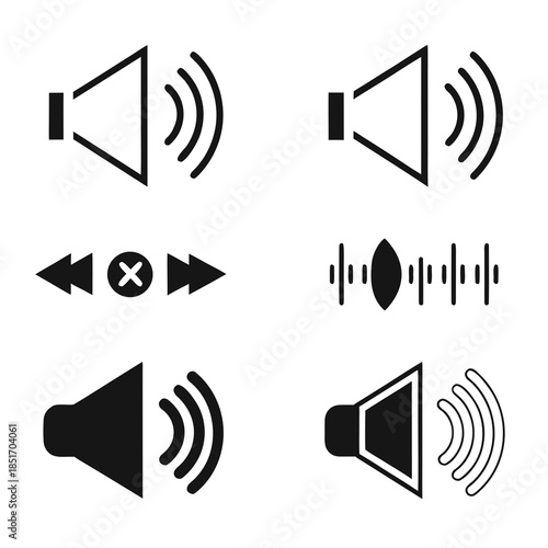 Set of sound and speaker icons
