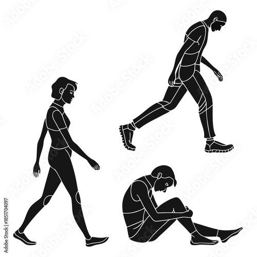 Illustrations of different walking styles