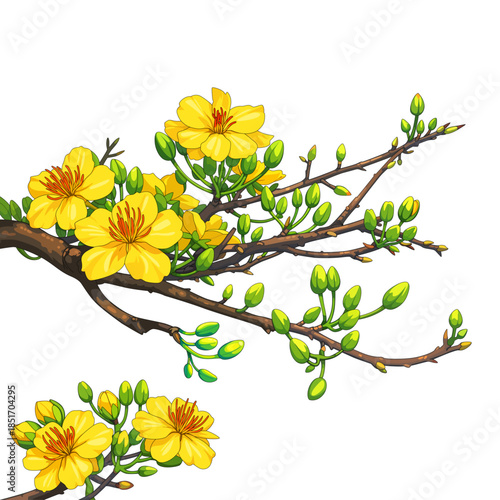 Artificial Intelligence AI Icon with Apricot Blossom Concept