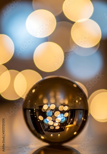 Reflecting ambience with a crystal sphere and defocused light circles