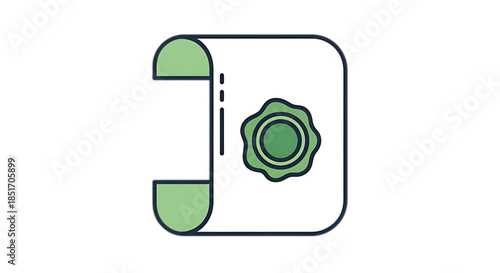 Official document sealed with a green wax stamp, representing approval and authenticity