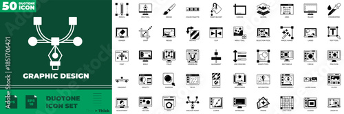 Graphic Design Duotone Editable Icons set.