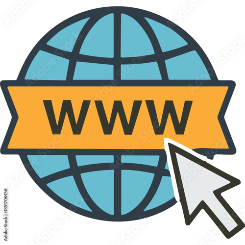 WWW World Wide Web Globe Icon with Cursor