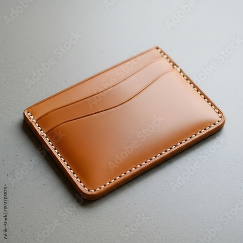Stylish handcrafted leather card holder with meticulous stitching detail