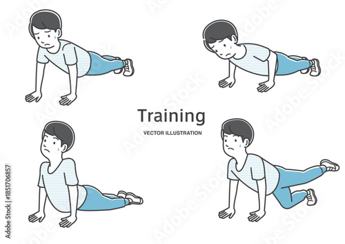 腕立て伏せをする若い男性