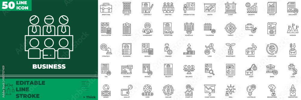 Fototapeta premium Business Line Editable Icons set.