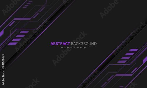 Abstract purple technology futuristic circuit cyber geometric on grey blank space design modern background vector