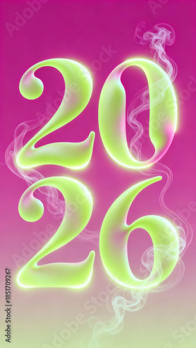 Futuristic Psychedelic 2026 Numeric Form With Sleek Organic Geometry Style