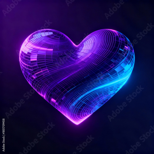 Modern heart shape with smooth geometric lines in deep purple
