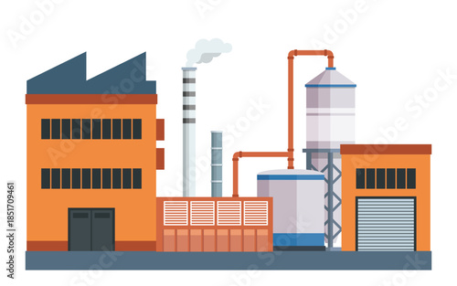 Modern Petrochemical Plant Facility – Flat Vector Illustration