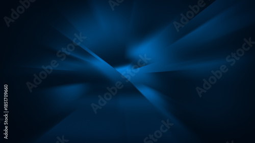 Soft and blurred, abstract glowing blue shapes on dark blue background. Abstract and blurry full frame background with copy space.