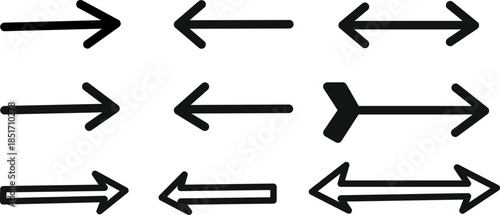 A collection of black arrows on a white background