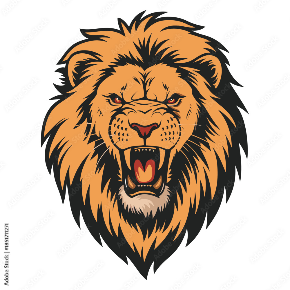 Fototapeta premium Lion head vector illustration of wild animal face