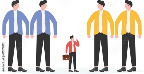 business managers sitting in an office examine a small businessman
