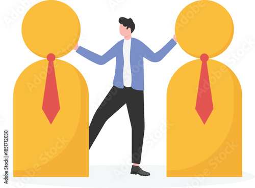 Leadership, teamwork, unity or relationships in the organization Leader and teamwork concepts..
