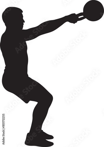 Silhouette of a woman practicing yoga Warrior II pose. Female fitness balance exercise.