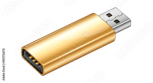 Sleek golden USB flash drive for portable data storage and transfer