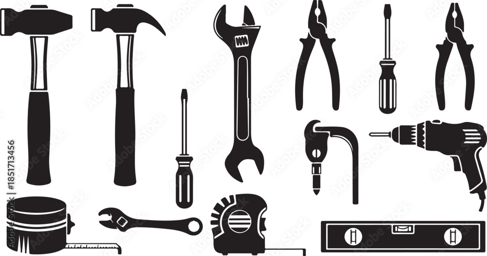 Obraz premium Collection of essential tools for construction and repair work