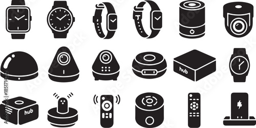 Smart home devices and wearable technology icons