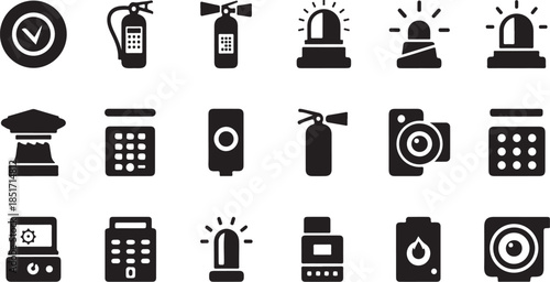 Collection of modern safety and technology icons