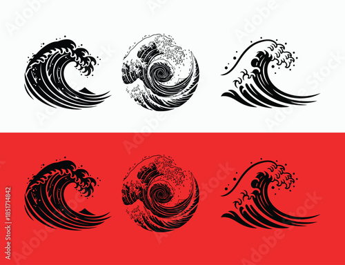 Waveform patterns with varying textures and colors