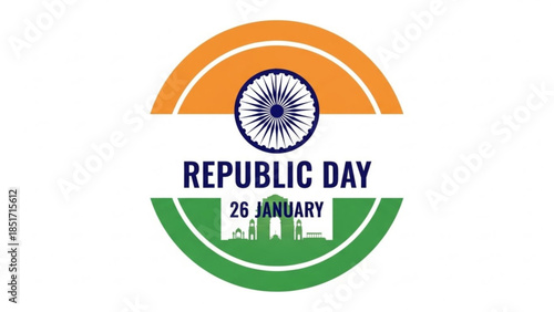 Republic Day India 26 January Celebrations Orange Green Blue Logo Design