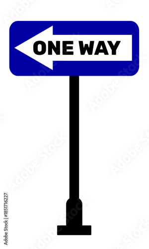 One way left side roadsign vector illustration for educational purpose ready to print or digital usage