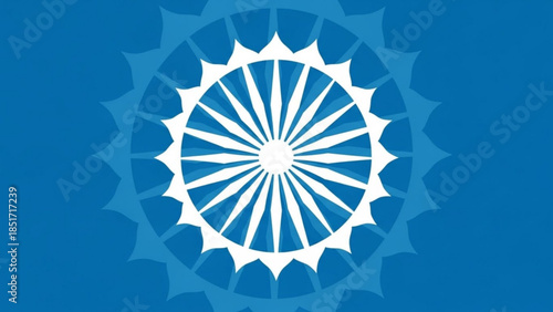 Indian Government Symbol Ashoka Chakra Blue White National Emblem India