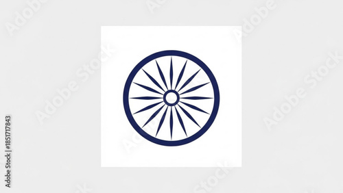 Dark Blue Wheel Graphic Design with Radiating Lines on White Background for Modern Branding and Identity