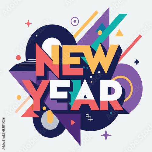 design logo vector illustration modern  happy new year  abstract shapes
