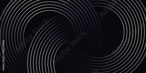 Neon Purple and Silver Abstract Curve Lines on Black Background