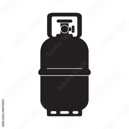 Silhouette of Gas Cylinder with Protective Valve Cage – Safety and Utility Icon
