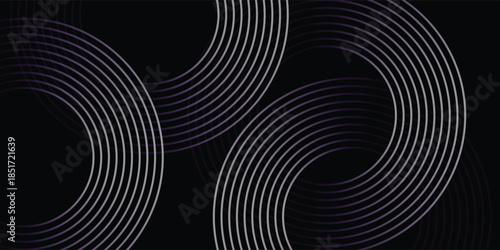 Neon Purple and Silver Abstract Curve Lines on Black Background