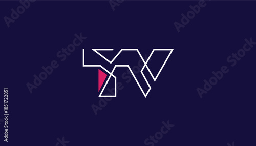 connected lining alphabet letter tv logo design